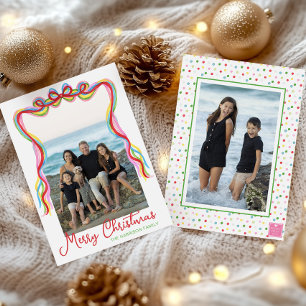 Watercolor Colorful Confetti Christmas Photo Holiday Card