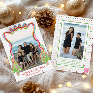 Watercolor Colorful Confetti Christmas Trees Photo Holiday Card