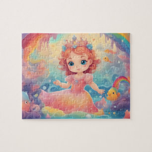 Watercolor Colorful Cute Little Princess Jigsaw Puzzle
