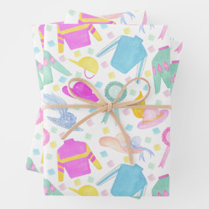 Watercolor Colorful Derby Jerseys & Hats Wrapping Paper Sheets