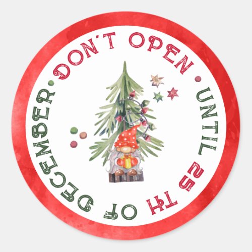 Watercolor Colorful Do Not Open Til Christmas Classic Round Sticker