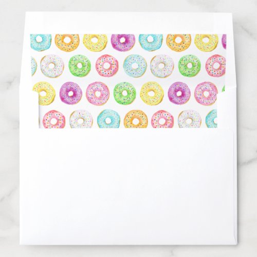 Watercolor Colorful Donuts Envelope Liner