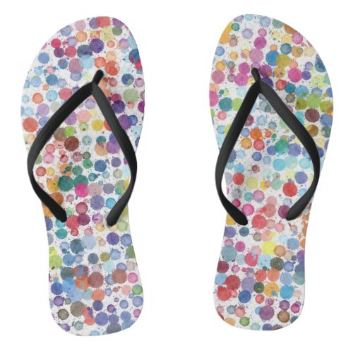 Watercolor Colorful  Dotted  Flip Flops
