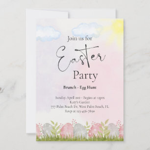 Watercolor Colorful Easter Party Invitation