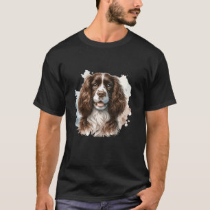 Watercolor Colorful English Springer Spaniel Dog L T-Shirt