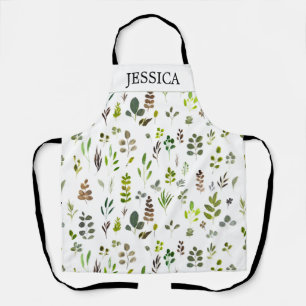 Watercolor Colorful Eucalyptus Leaves Pattern Apron