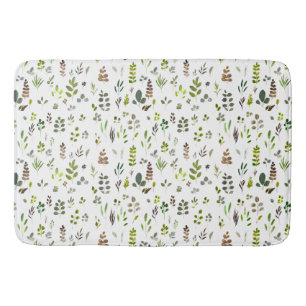 Watercolor Colorful Eucalyptus Leaves Pattern Bath Mat