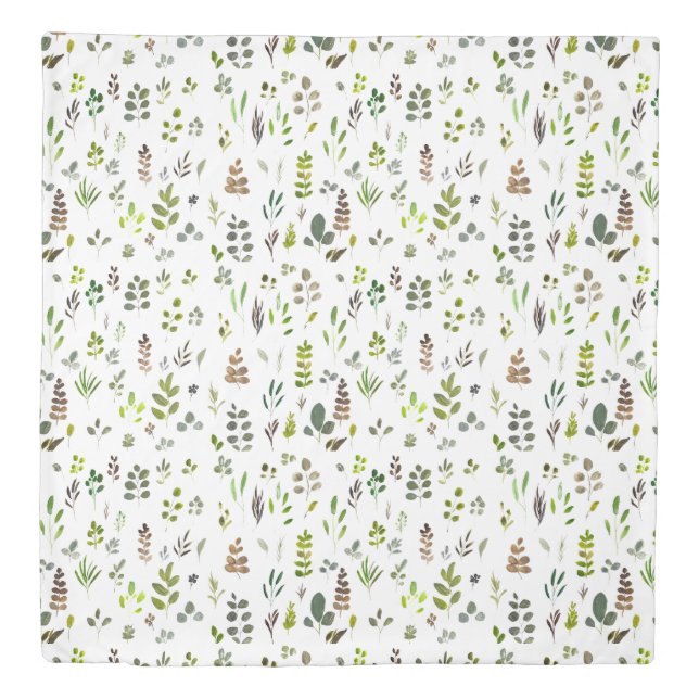 Watercolor Colorful Eucalyptus Leaves Pattern Duvet Cover (Front)