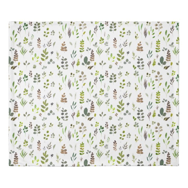 Watercolor Colorful Eucalyptus Leaves Pattern Duvet Cover (Front)