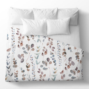 Watercolor Colorful  Eucalyptus Leaves Pattern  Duvet Cover