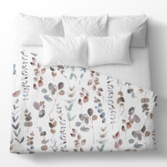 Watercolor Colorful  Eucalyptus Leaves Pattern  Duvet Cover at Zazzle