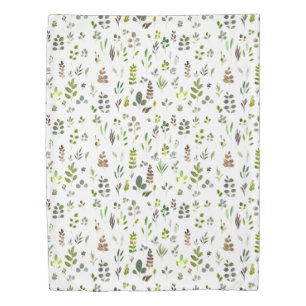 Watercolor Colorful Eucalyptus Leaves Pattern Duvet Cover