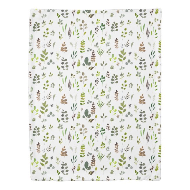 Watercolor Colorful Eucalyptus Leaves Pattern Duvet Cover (Front)