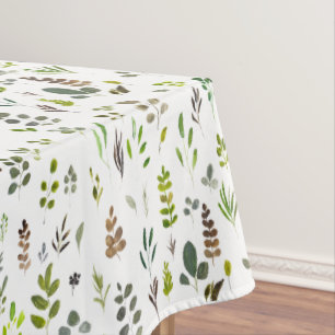 Watercolor Colorful Eucalyptus Leaves Pattern Tablecloth