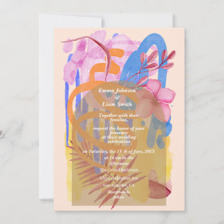 Watercolor Colorful Floral Abstract Invitation