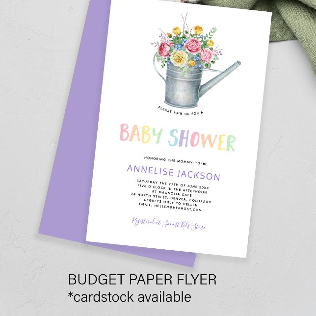 Watercolor colorful floral baby shower invitation flyer (Creator Uploaded)