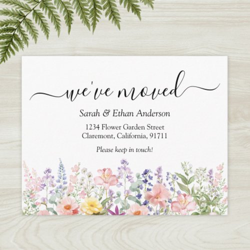 Watercolor Colorful Floral Moving Announcement