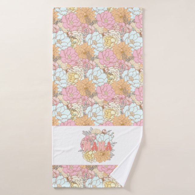 Watercolor Colorful floral pattern Mama Bath Towel (Bath Towel)