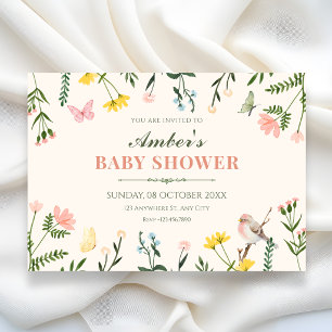Watercolor Colorful floral spring baby shower Invitation