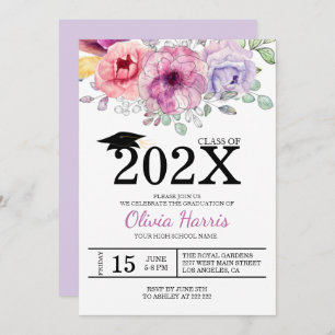 Watercolor Colorful Flowers Graduate Invitation