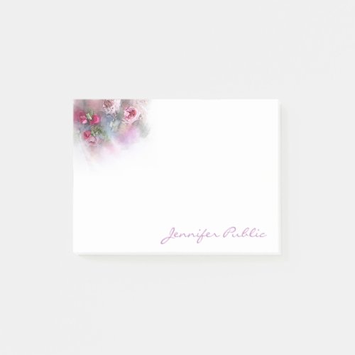 Watercolor Colorful Flowers Handwritten Template Post_it Notes