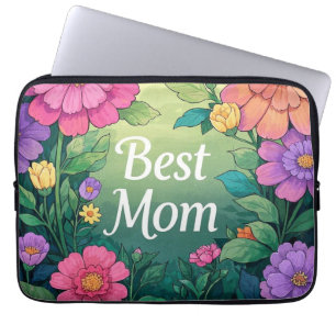 Watercolor Colorful Flowers Laptop Sleeve
