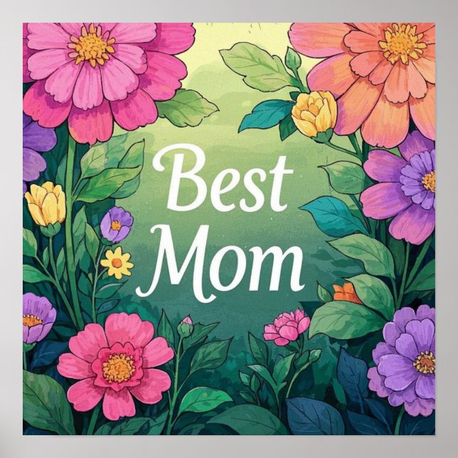 Watercolor Colorful Flowers  Poster (Front)