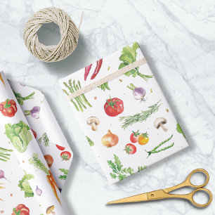 Watercolor Colorful Fresh Vegetables Wrapping Paper