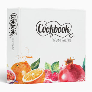 Watercolor colorful fruit bakery home baking 3 ring binder