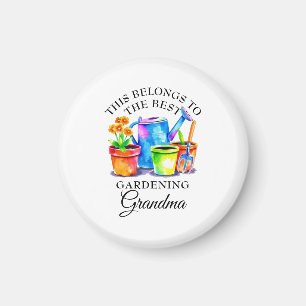 Watercolor Colorful Gardening Tools Grandma Magnet