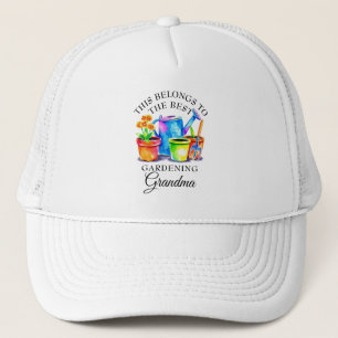 Watercolor Colorful Gardening Tools Grandma Trucker Hat
