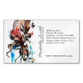 Watercolor colorful hairstyling wavy hair makeup magnetic business card (Front)