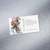 Watercolor colorful hairstyling wavy hair makeup magnetic business card (In Situ)