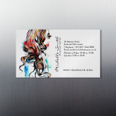 Watercolor colorful hairstyling wavy hair makeup magnetic business card