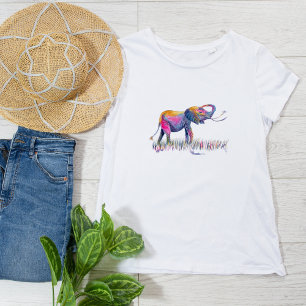 Watercolor Colorful Happy Elephant T-Shirt