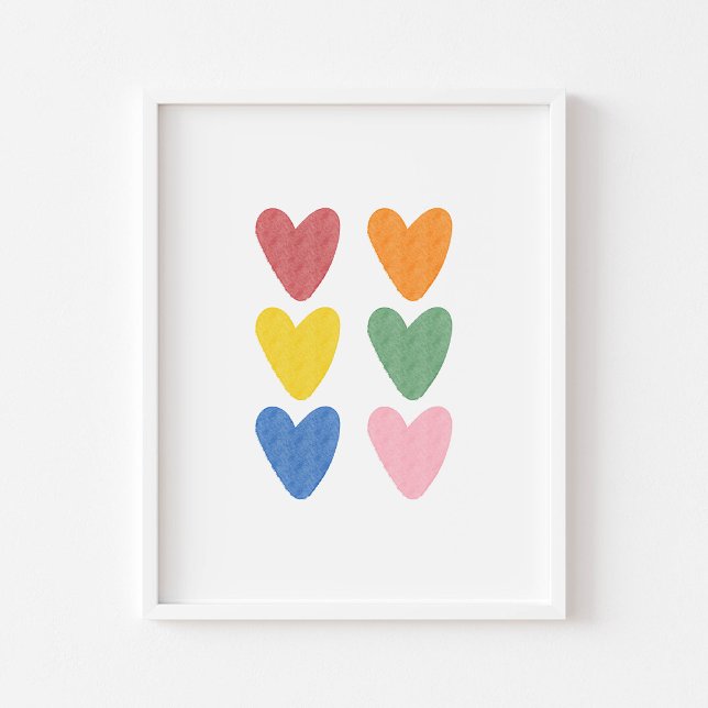 Watercolor colorful hearts print (Creator Uploaded)