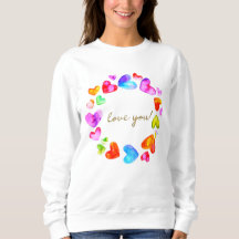 Watercolor Colorful Hearts Round Frame