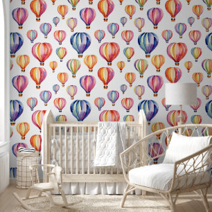 Watercolor Colorful Hot Air Balloons Wallpaper