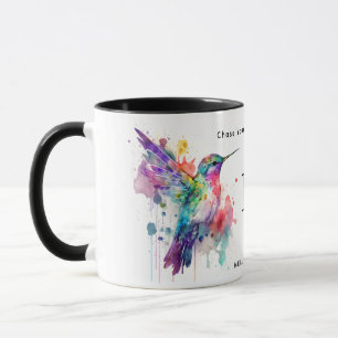 Watercolor Colorful Hummingbird Monogram w/ Name Mug