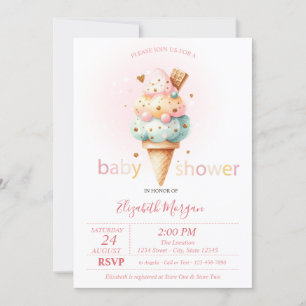 Watercolor Colorful Ice cream Dots Invitation