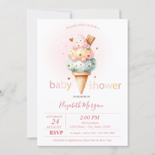 Watercolor Colorful Ice cream Dots  Invitation