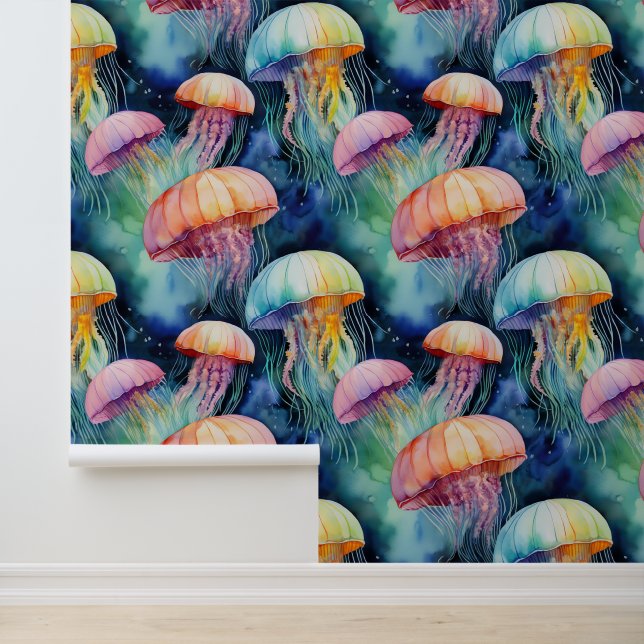 Watercolor Colorful Jellyfish Ocean Animals Wallpaper (Application)