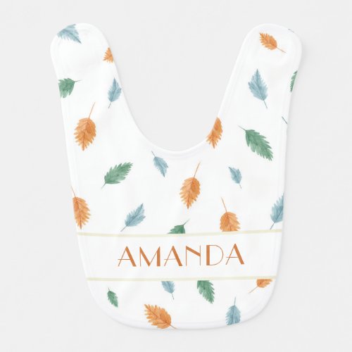 Watercolor Colorful Leaves Baby Bib