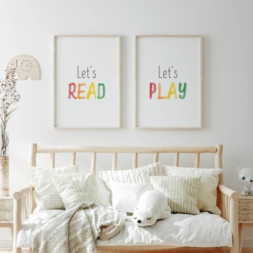 Watercolor colorful lets read and play set of 2