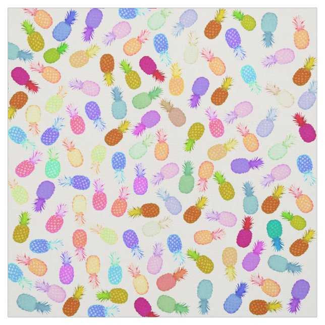 Watercolor colorful modern pineapple pattern fabric (Swatch)