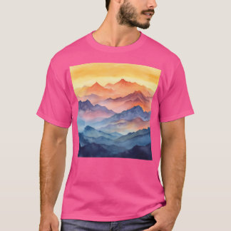 Watercolor Colorful Mountains Landscape Wall Art A T-Shirt