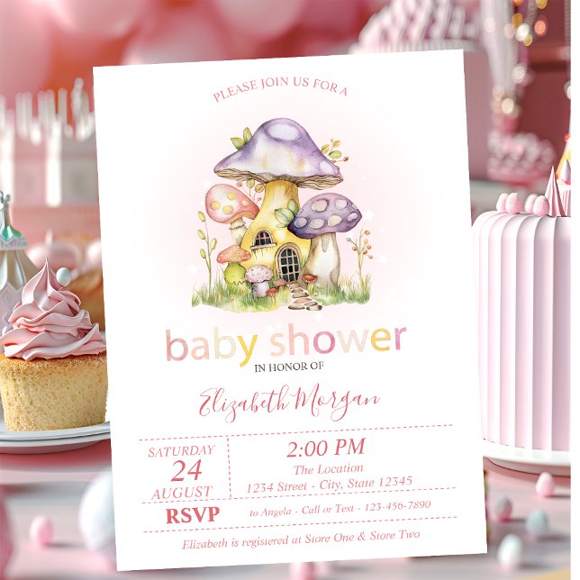 Watercolor Colorful Mushrooms Dots  Invitation (Creator Uploaded)
