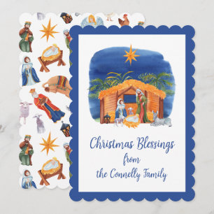 Watercolor Colorful Nativity Christmas Holiday Card