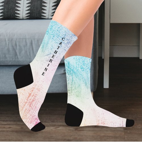 Watercolor Colorful Pastel I Monogram Socks