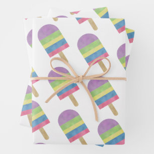Watercolor Colorful Popsicle Wrapping Paper Sheets